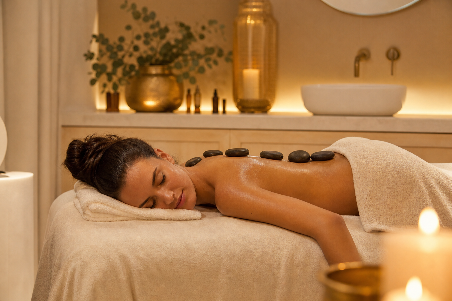 Hot stone massage treatment